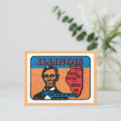 Illinois Lincoln Präsident Vintager Staat Postkarte (Stehend Vorderseite)