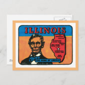 Illinois Lincoln Präsident Vintager Staat Postkarte (Vorne/Hinten)