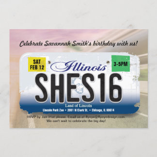 Illinois-Lizenz für Mädchen zum 16. Geburtstag Einladung