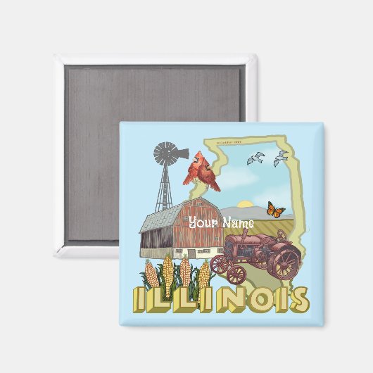 Illinois Magnet (Vorderseite/Rückseite)