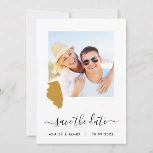 Illinois Map Foto Wedding Save the Date Card