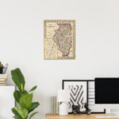 Illinois Map von Mitchell Poster (Heimbüro)