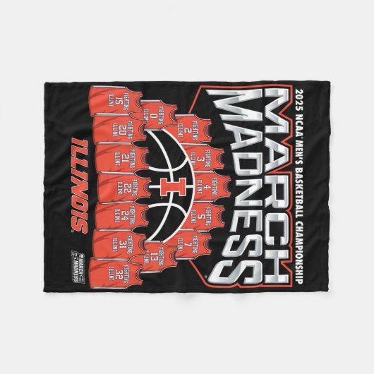 Illinois March Madness 2025 Men's Sketll Nil Fleecedecke (Vorderseite (Horizontal))