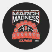 Illinois March Madness 2025 Men's Sketll Nil Runder Aufkleber (Vorderseite)