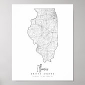 Illinois Minimal Street Map Poster (Vorne)