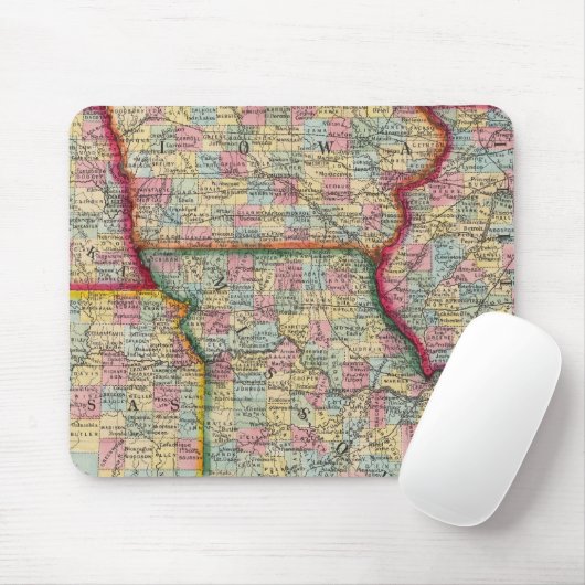Illinois, Missouri, Iowa, Nebraska und Kansas Mousepad (Mit Mouse)