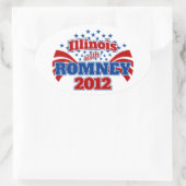 Illinois mit Romney 2012 Ovaler Aufkleber (Tasche)