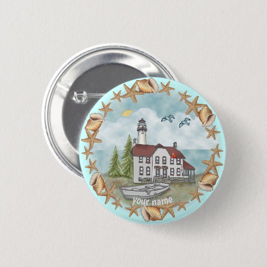 Illinois Muscheln Leuchtturm-Button-Taste Button (Vorne & Hinten)