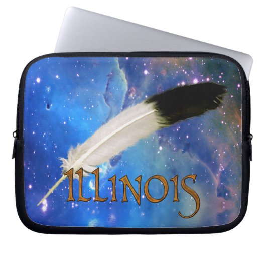 ILLINOIS Nation & Feather Space Laptop Sleeve (Vorderseite)