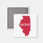 Illinois Native Red White Magnet (Vorderseite/Rückseite)