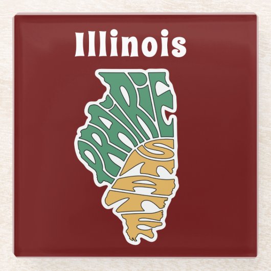 Illinois Nickname Word Art Glasuntersetzer (Vorderseite)