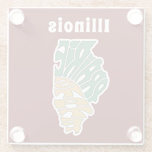 Illinois Nickname Word Art Glasuntersetzer (Rückseite)