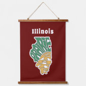 Illinois Nickname Word Art Wandteppich Mit Holzrahmen (Vorderseite)