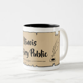 Illinois Notary Public Scroll Feather Quill Zweifarbige Tasse