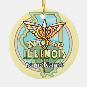Illinois Nurse Caduceus Keramik Ornament
