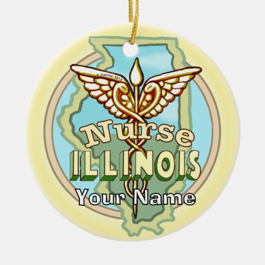 Illinois Nurse Caduceus Keramik Ornament (Vorne)