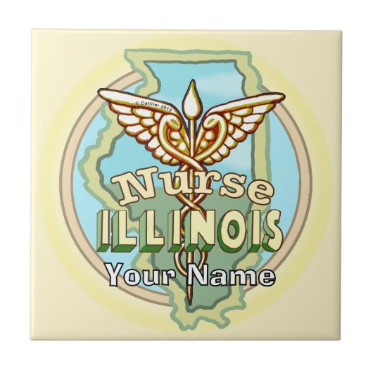 Illinois Nurse Caduceus Tile Fliese (Vorderseite)