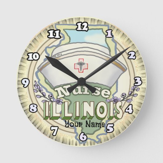 Illinois Nurse Runde Wanduhr (Vorderseite)