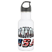 Illinois Picture und USA Flag Text Trinkflasche (Vorderseite)