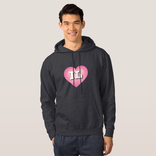 Illinois Pink Fade Heart - I Liebe IL Hoodie (Vorne ganz)