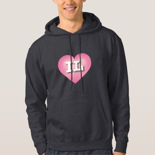 Illinois Pink Fade Heart - I Liebe IL Hoodie (Vorderseite)
