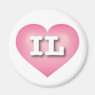 Illinois Pink Fade Heart - I Liebe IL Magnet