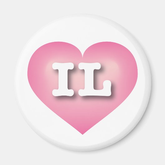 Illinois Pink Fade Heart - I Liebe IL Magnet (Vorne)