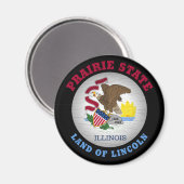 ILLINOIS PRAIRIE STAAT FLAG MAGNET (Vorderseite/Rückseite)
