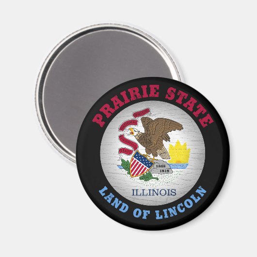 ILLINOIS PRAIRIE STAAT FLAG MAGNET (Vorderseite/Rückseite)