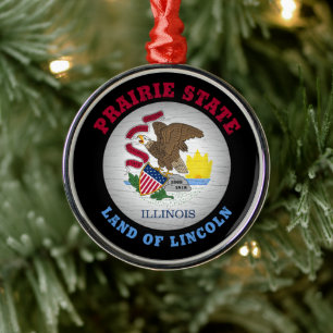 ILLINOIS PRAIRIE STAAT FLAG ORNAMENT AUS METALL