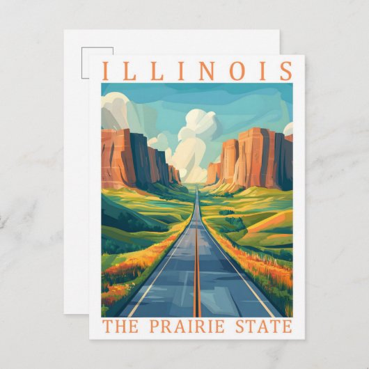 Illinois, Prairie Staat USA Travel Place Postkarte (Vorne/Hinten)