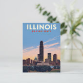 Illinois Prairie State Chicago Skyline Postkarte (Stehend Vorderseite)