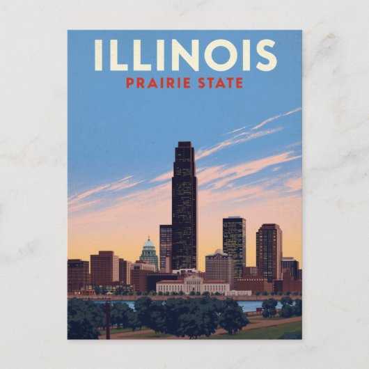 Illinois Prairie State Chicago Skyline Postkarte (Vorderseite)