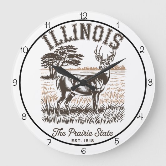 Illinois Prairie State Deer Große Wanduhr (Vorderseite)