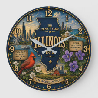 Illinois Prairie State Große Wanduhr