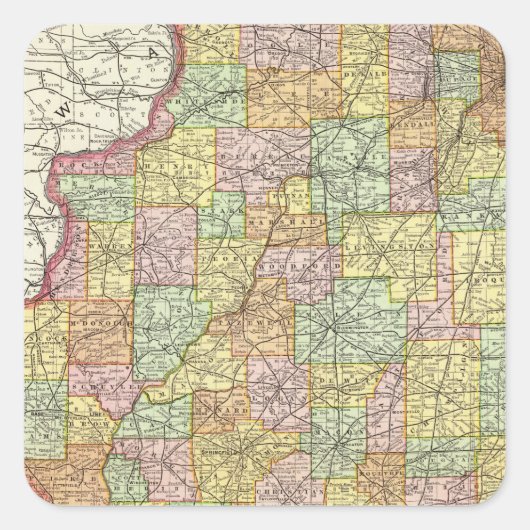 Illinois Quadratischer Aufkleber (Vorderseite)