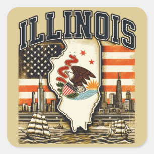 Illinois Quadratischer Aufkleber