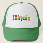 Illinois Rainbow text Hat Truckerkappe (Vorderseite)
