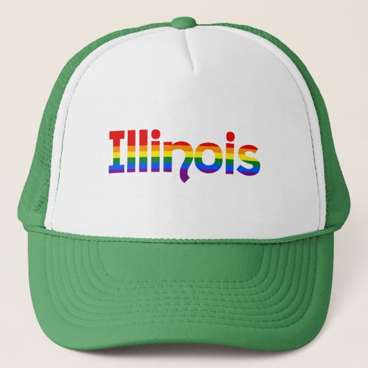 Illinois Rainbow text Hat Truckerkappe (Vorderseite)