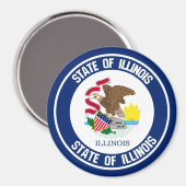 Illinois Round Emblem Magnet (Vorderseite/Rückseite)