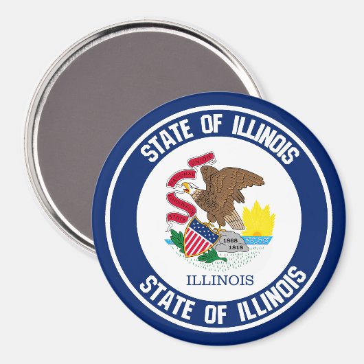 Illinois Round Emblem Magnet (Vorderseite/Rückseite)