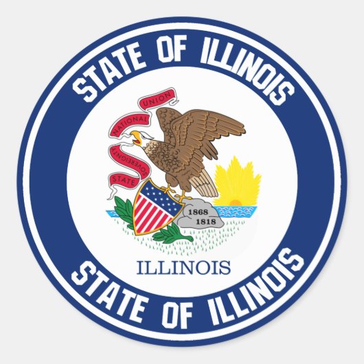 Illinois Round Emblem Runder Aufkleber (Vorderseite)