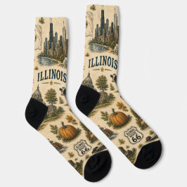 Illinois Route 66 Chicago Vintage Stadt Reise Socken