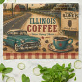 Illinois Route 66 Coffee Diner Roadside Charme Geschirrtuch (Gefaltet)