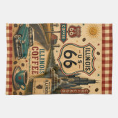 Illinois Route 66 Coffee Diner Roadside Charme Geschirrtuch (Horizontal)