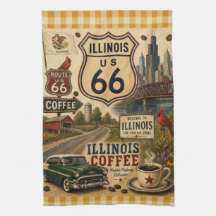 Illinois Route 66 Prairie Coffee Americana Geschirrtuch