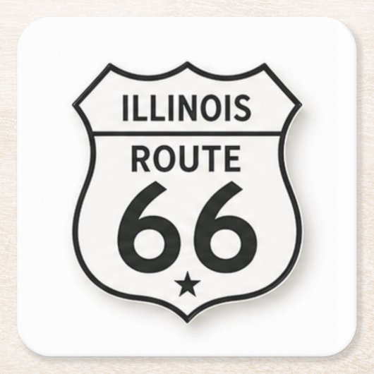 Illinois Route 66 Retro Weißer Schild Untersetzer (Vorderseite)