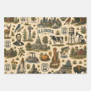 Illinois Route 66 Roadtrip-Geschenk Geschenkpapier Set
