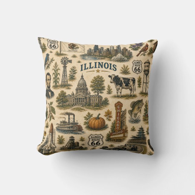 Illinois Route 66 Sofa Skyline Kissen (Vorderseite)