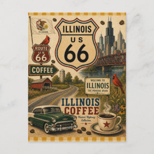 Illinois Route 66 Weihnachts-Coffee-Grüße Feiertagspostkarte